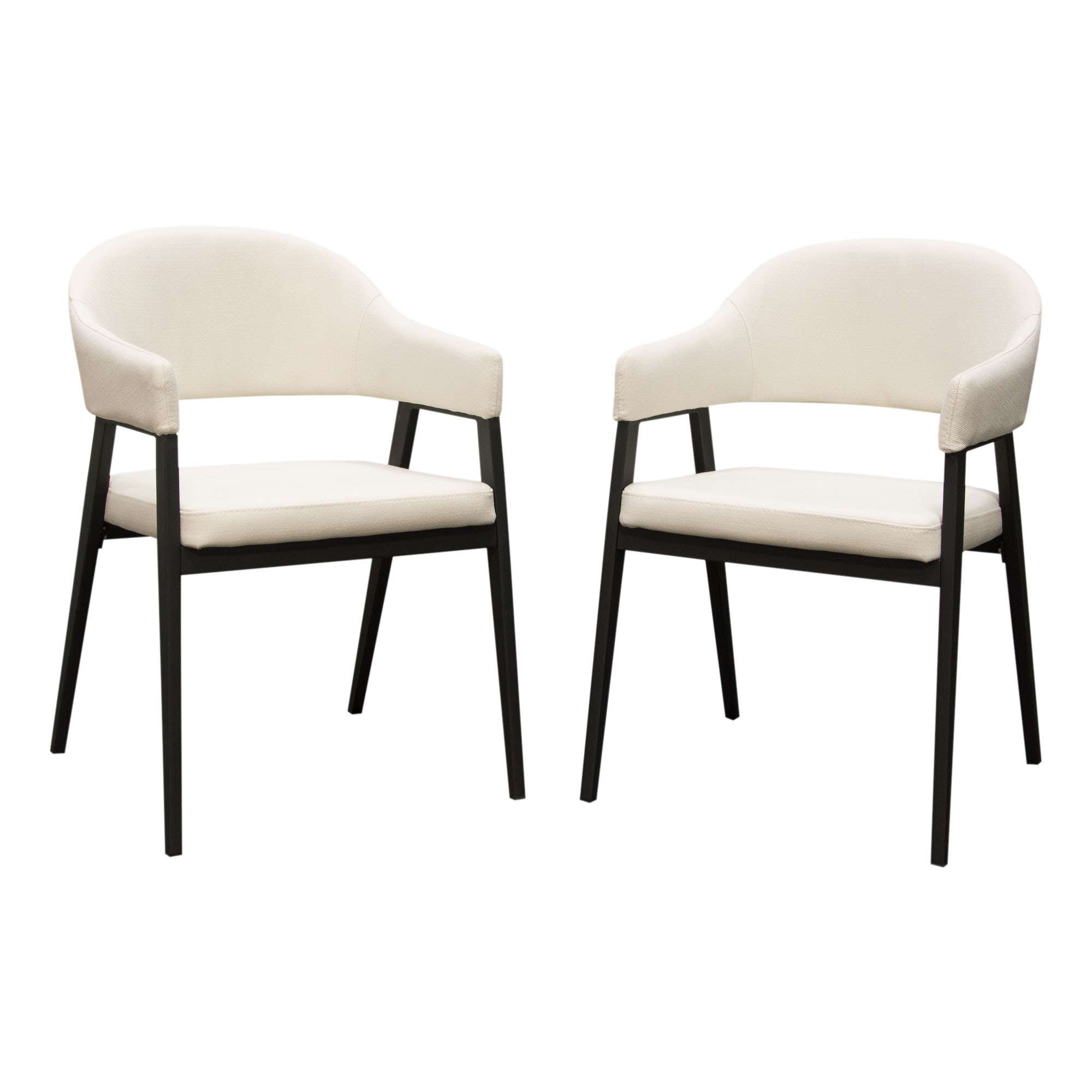 Adele Set of Two Dining/Accent Chairs in Cream Fabric w/ Black Powder Coated Metal Frame by Diamond Sofa - Decorian Group