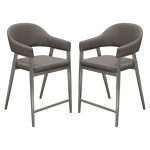 Adele Set of Two Counter Height Chairs in Grey Leatherette w/ Brushed Stainless Steel Leg by Diamond Sofa - Decorian Group