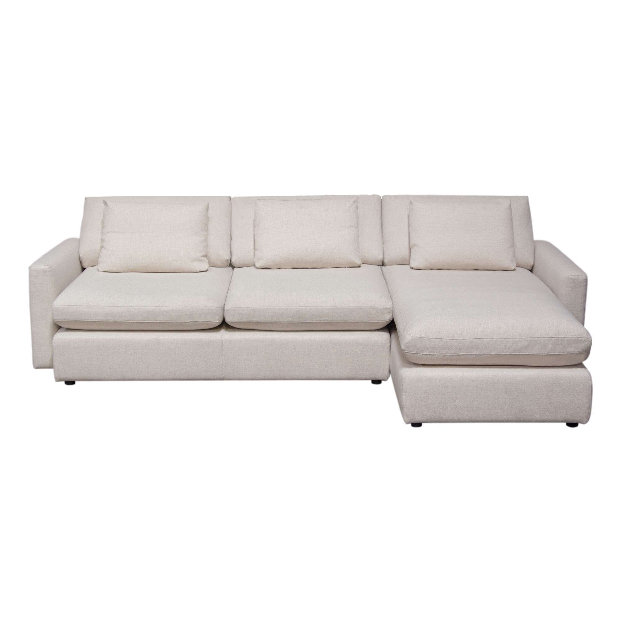 Arcadia 2PC Reversible Chaise Sectional w/ Feather Down Seating in Cream Fabric by Diamond Sofa - Decorian Group