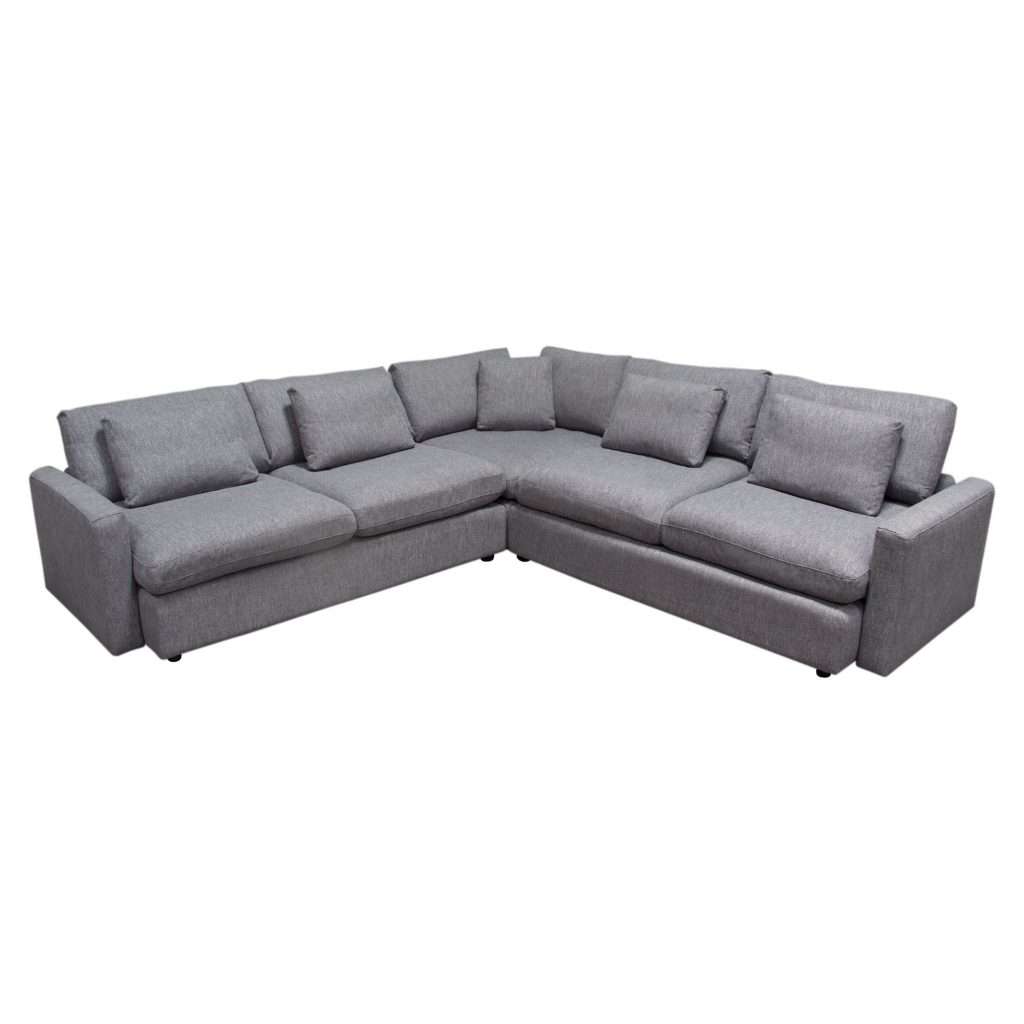 Arcadia 3PC Corner Sectional w/ Feather Down Seating in Grey Fabric
