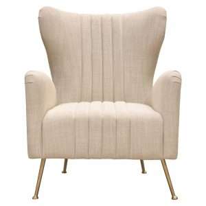 Ava Chair in Sand Linen Fabric w/ Gold Leg by Diamond Sofa - Decorian Group