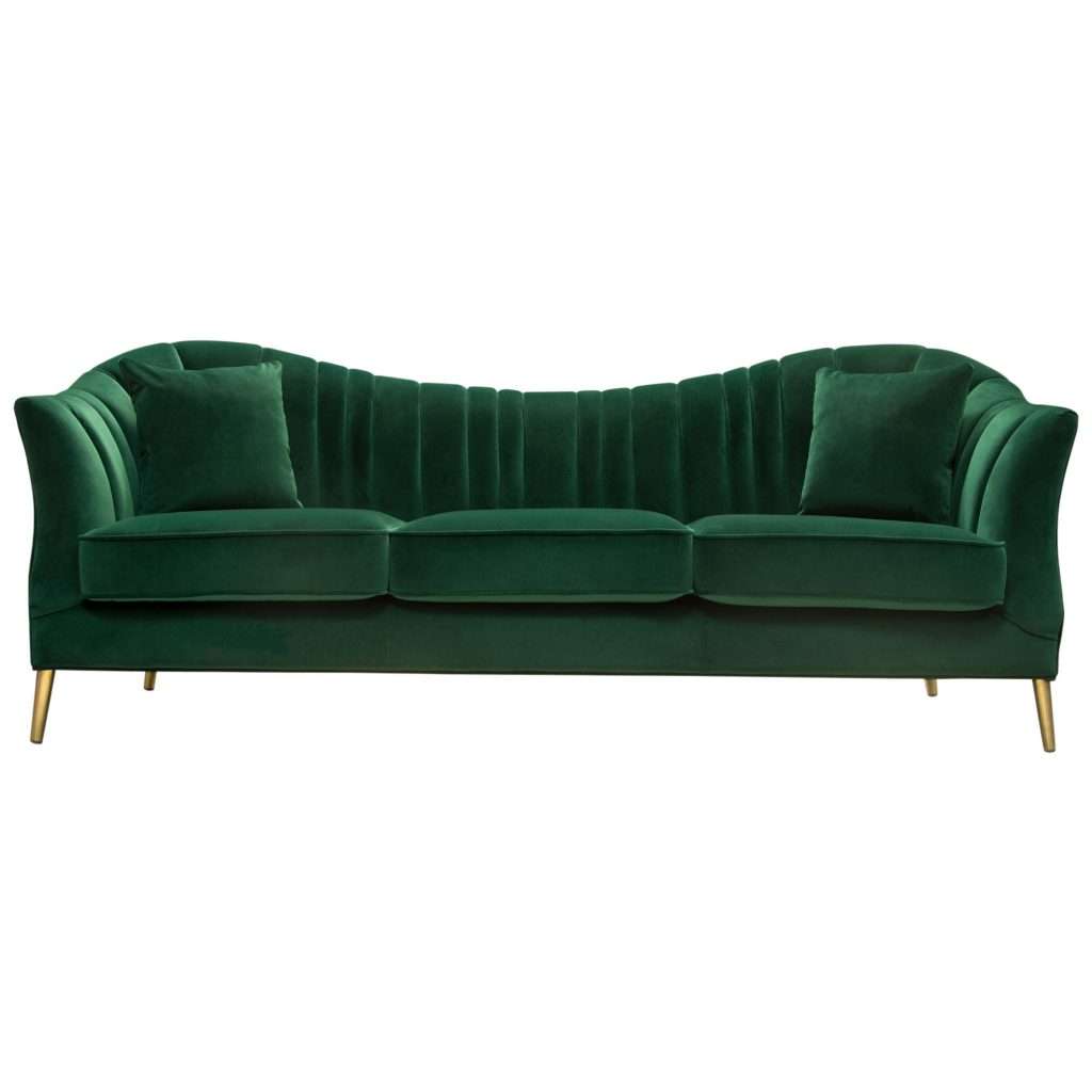 Ava Sofa in Emerald Green Velvet w/ Gold Leg by Diamond Sofa - Decorian Group