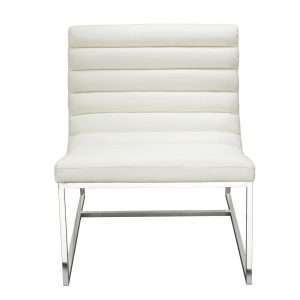 Bardot Lounge Chair w/ Stainless Steel Frame - White by Diamond Sofa - Decorian Group