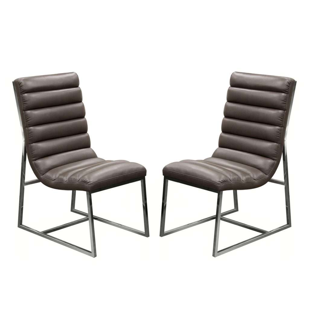 Bardot 2-Pack Dining Chair w/ Stainless Steel Frame - Elephant Grey by Diamond Sofa - Decorian Group