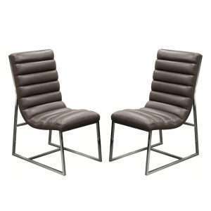 Bardot 2-Pack Dining Chair w/ Stainless Steel Frame - Elephant Grey by Diamond Sofa - Decorian Group