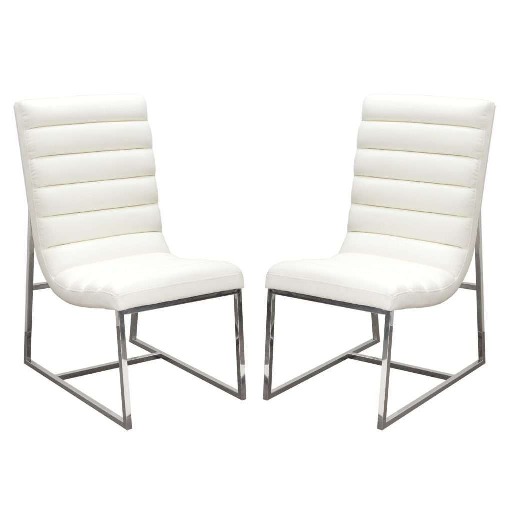 Bardot 2-Pack Dining Chair w/ Stainless Steel Frame – White