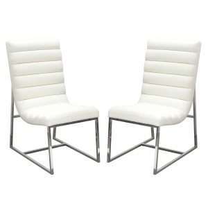 Bardot 2-Pack Dining Chair w/ Stainless Steel Frame - White by Diamond Sofa - Decorian Group
