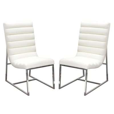Bardot 2-Pack Dining Chair w/ Stainless Steel Frame - White by Diamond Sofa - Decorian Group