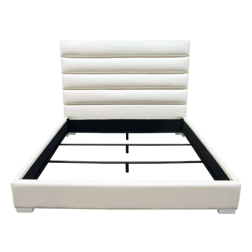 Bardot Channel Tufted Eastern King Bed in White Leatherette by Diamond Sofa - Decorian Group