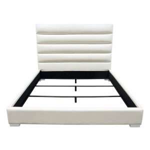 Bardot Channel Tufted Queen Bed in White Leatherette by Diamond Sofa - Decorian Group