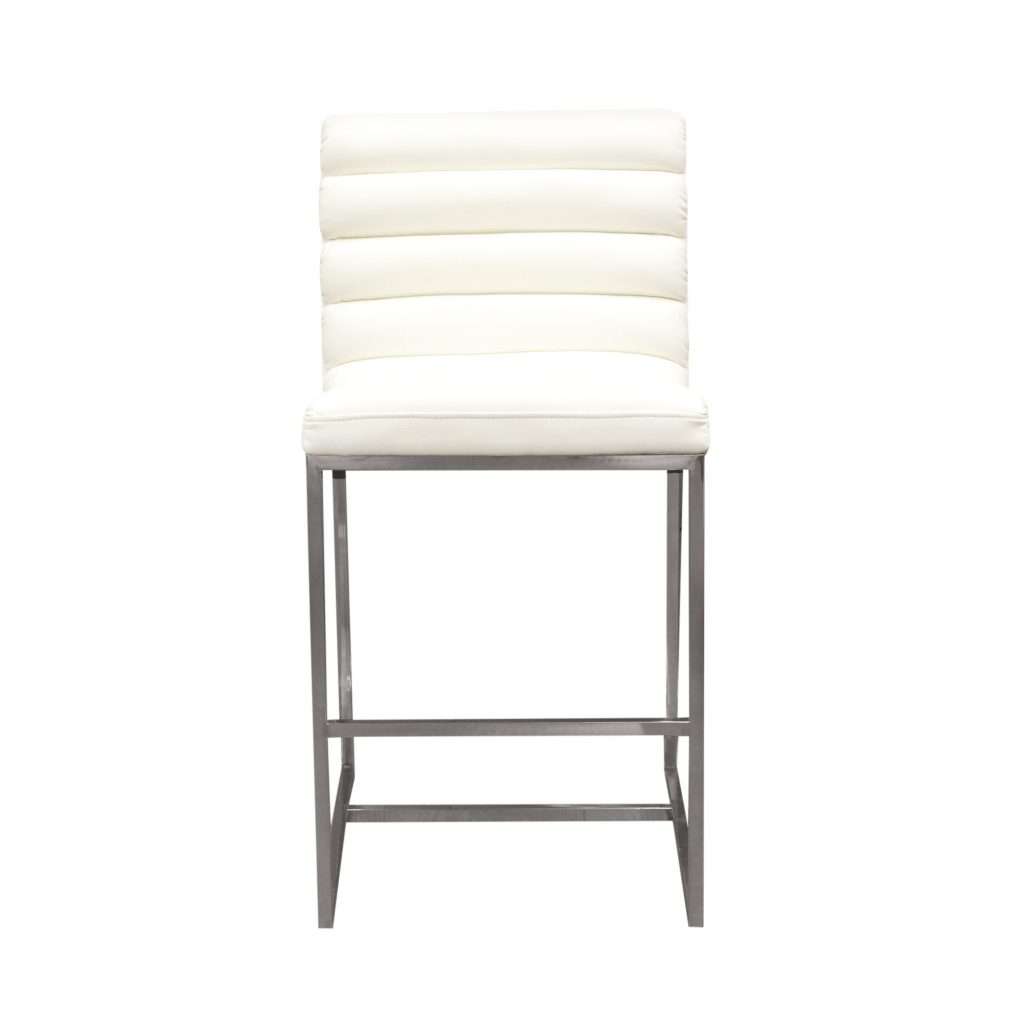 Bardot Counter Height Chair w/ Stainless Steel Frame - White by Diamond Sofa - Decorian Group