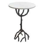 Birch Round Accent Table w/ Black Casted Aluminum Base & White Marble Top by Diamond Sofa - Decorian Group