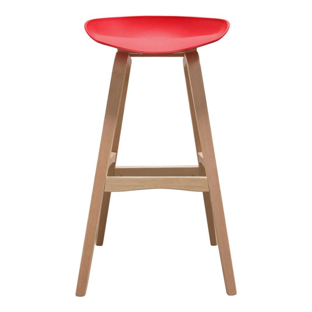 Brentwood Bar Height Stool w/ Red PP Seat & Molded Bamboo Frame by Diamond Sofa - Decorian Group