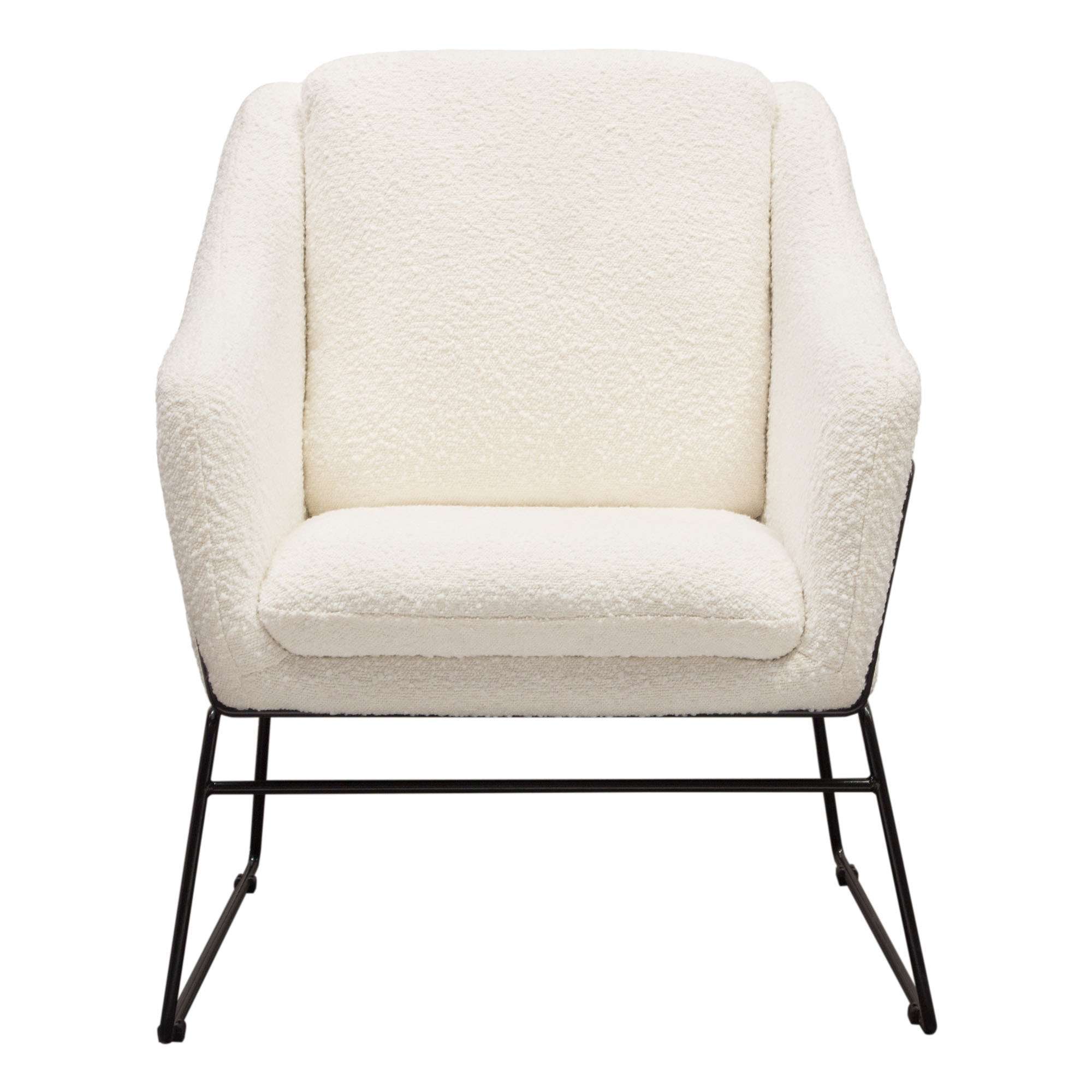 Bryce Accent Chair in Ivory Boucle wrapped in Black Powder Coated Metal Frame by Diamond Sofa - Decorian Group