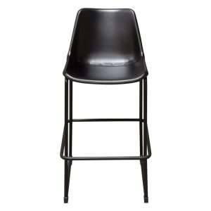 Camden Bar Height Chair in Genuine Black Leather w/ Black Powder Coat Base by Diamond Sofa - Decorian Group