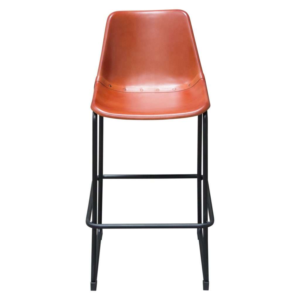 Camden Bar Height Chair in Genuine Clay Leather w/ Black Powder Coat Base