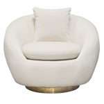 Celine Swivel Accent Chair in Light Cream Velvet w/ Brushed Gold Accent Band by Diamond Sofa - Decorian Group