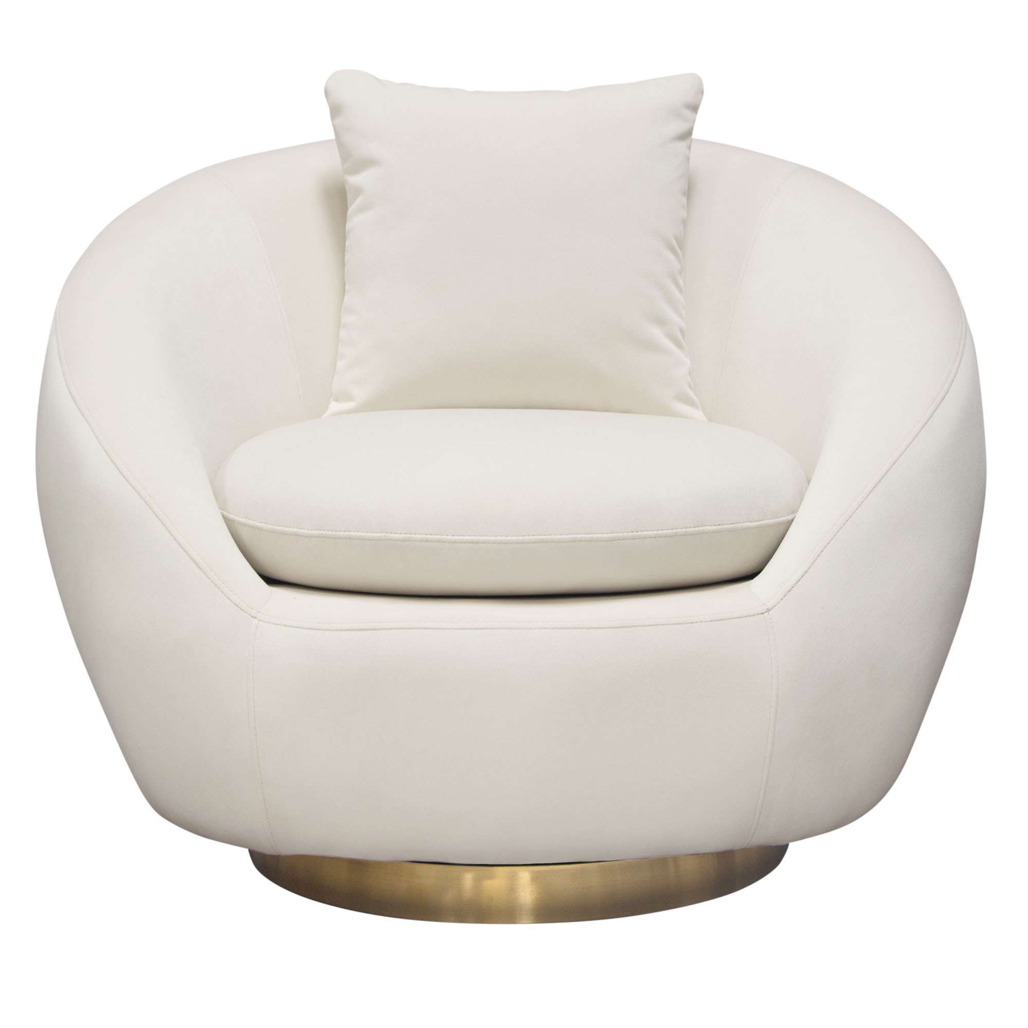 Celine Swivel Accent Chair in Light Cream Velvet w/ Brushed Gold Accent Band by Diamond Sofa - Decorian Group