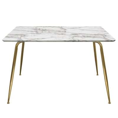 Chance Faux Marble Top Rectangular Dining Table w/ Brushed Gold Metal Legs by Diamond Sofa - Decorian Group