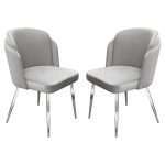 Grace Set of (2) Dining Chairs in Grey Velvet w/ Chrome Legs by Diamond Sofa - Decorian Group
