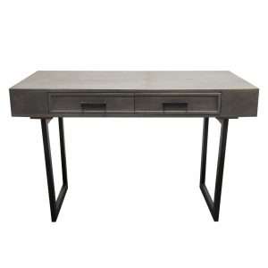 Hammond 2-Drawer Writing Desk in Solid Mango Wood Grey Finish & Black Iron Legs by Diamond Sofa - Decorian Group