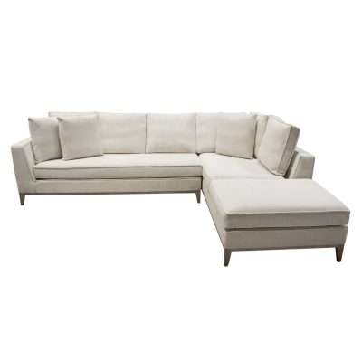 Haven RF 2PC Sectional in Cream Polyester Fabric w/ Loose Pillow Back & Wood Leg Accent by Diamond Sofa - Decorian Group