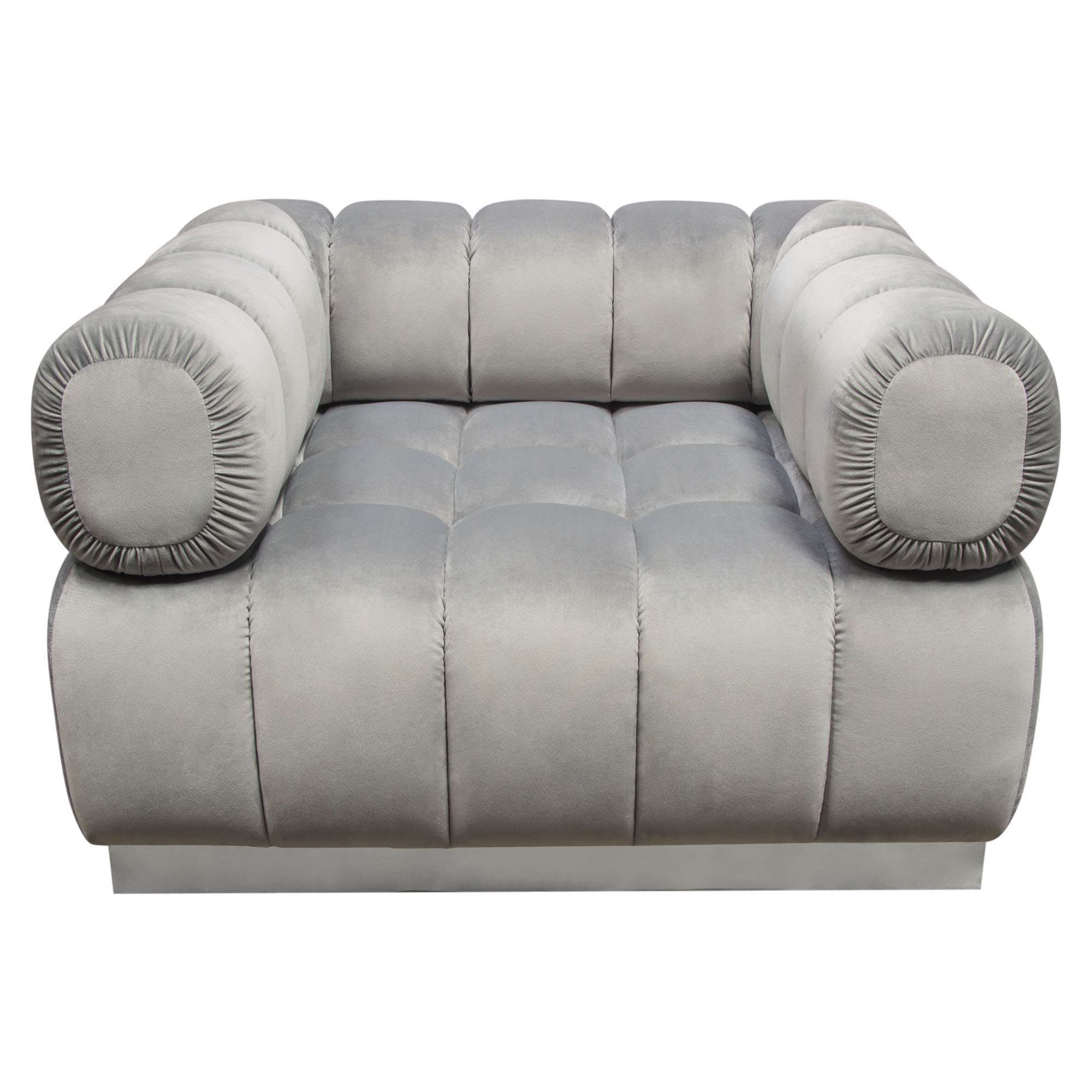 Image Low Profile Chair in Platinum Grey Velvet w/ Brushed Silver Base by Diamond Sofa - Decorian Group