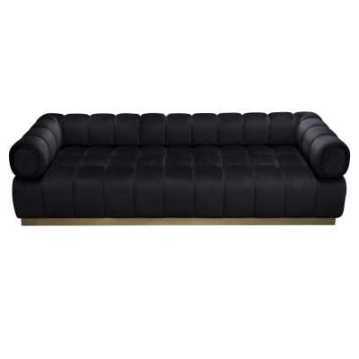 Image Low Profile Sofa in Black Velvet w/ Brushed Gold Base by Diamond Sofa - Decorian Group