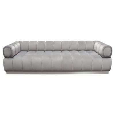 Image Low Profile Sofa in Platinum Grey Velvet w/ Brushed Silver Base by Diamond Sofa - Decorian Group