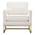 Lake Accent Chair in White Performance Fabric w/ Brushed Gold Metal Base by Diamond Sofa - Decorian Group