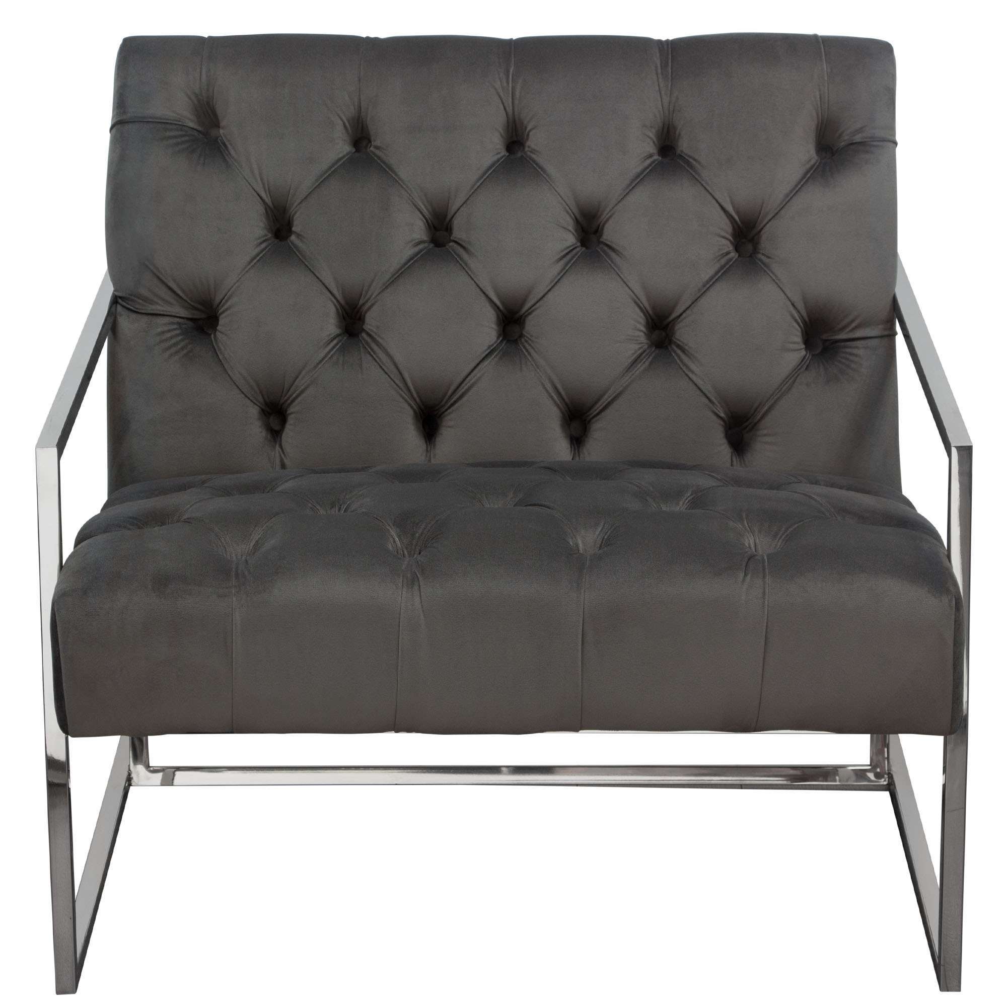 Luxe Accent Chair in Dusk Grey Tufted Velvet Fabric by Diamond Sofa - Decorian Group