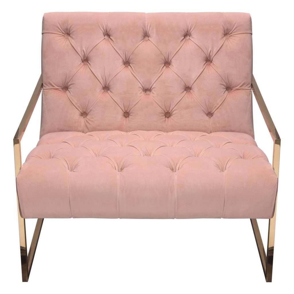 Luxe Accent Chair in Blush Pink Tufted Velvet Fabric by Diamond Sofa - Decorian Group