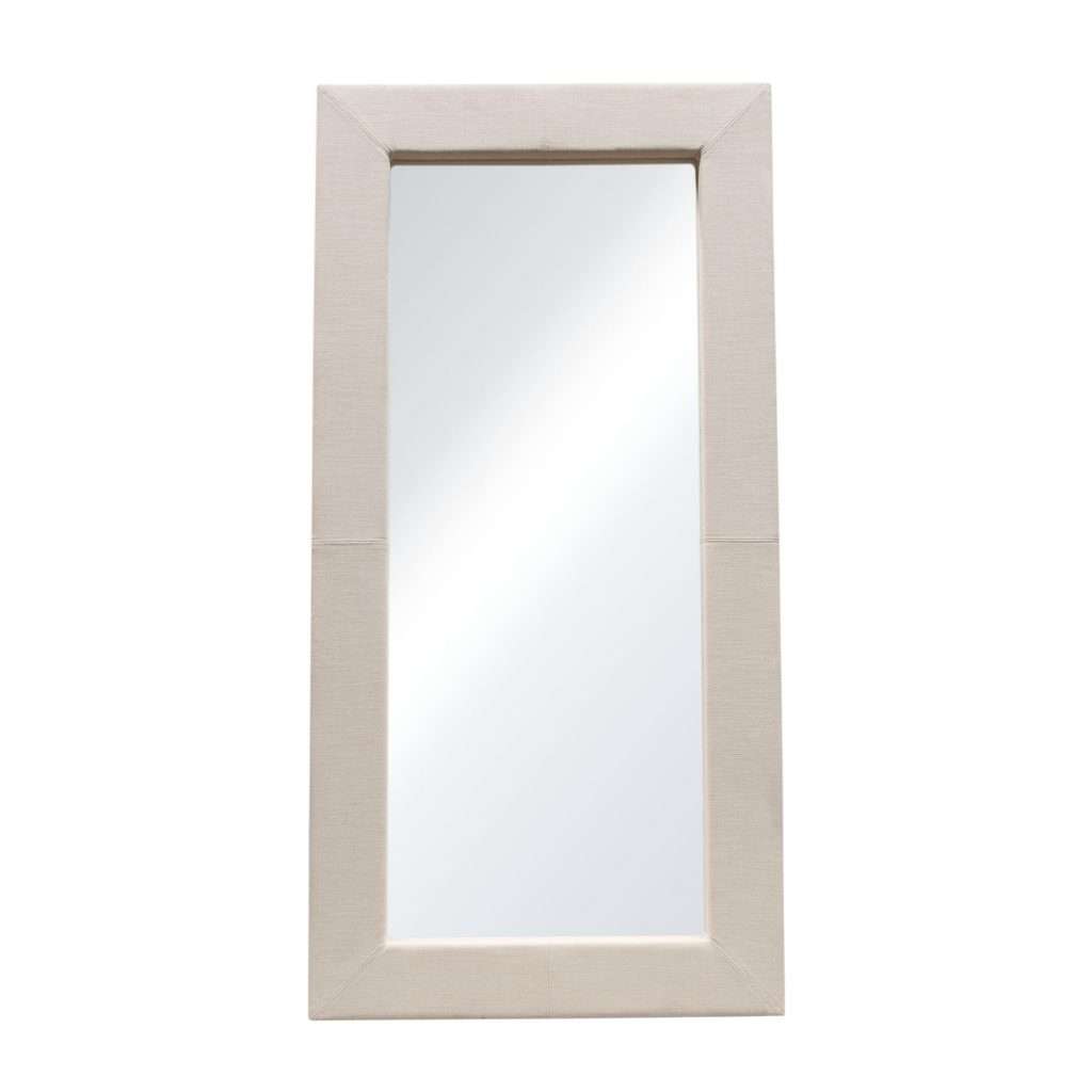 Luxe Free-Standing Mirror w/ Locking Easel Mechanism in Sand Linen Fabric