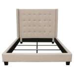 Madison Ave Tufted Wing Queen Bed in Sand Button Tufted Fabric by Diamond Sofa - Decorian Group