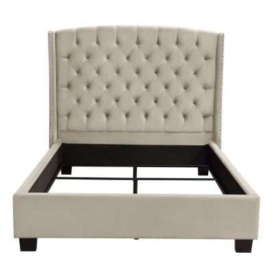 Majestic Eastern King Tufted Bed in Tan Velvet by Diamond Sofa - Decorian Group