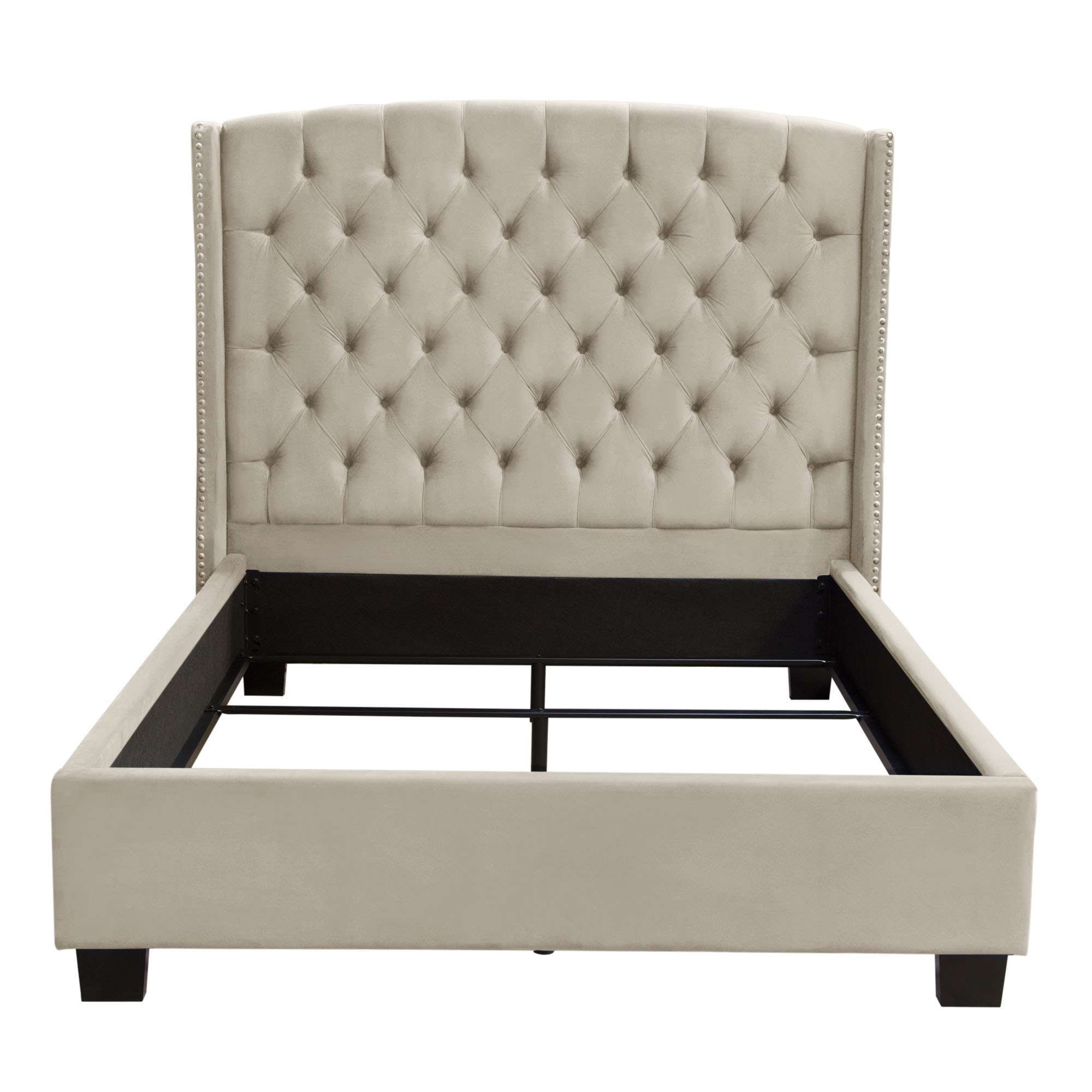 Majestic Queen Tufted Bed in Tan Velvet by Diamond Sofa - Decorian Group