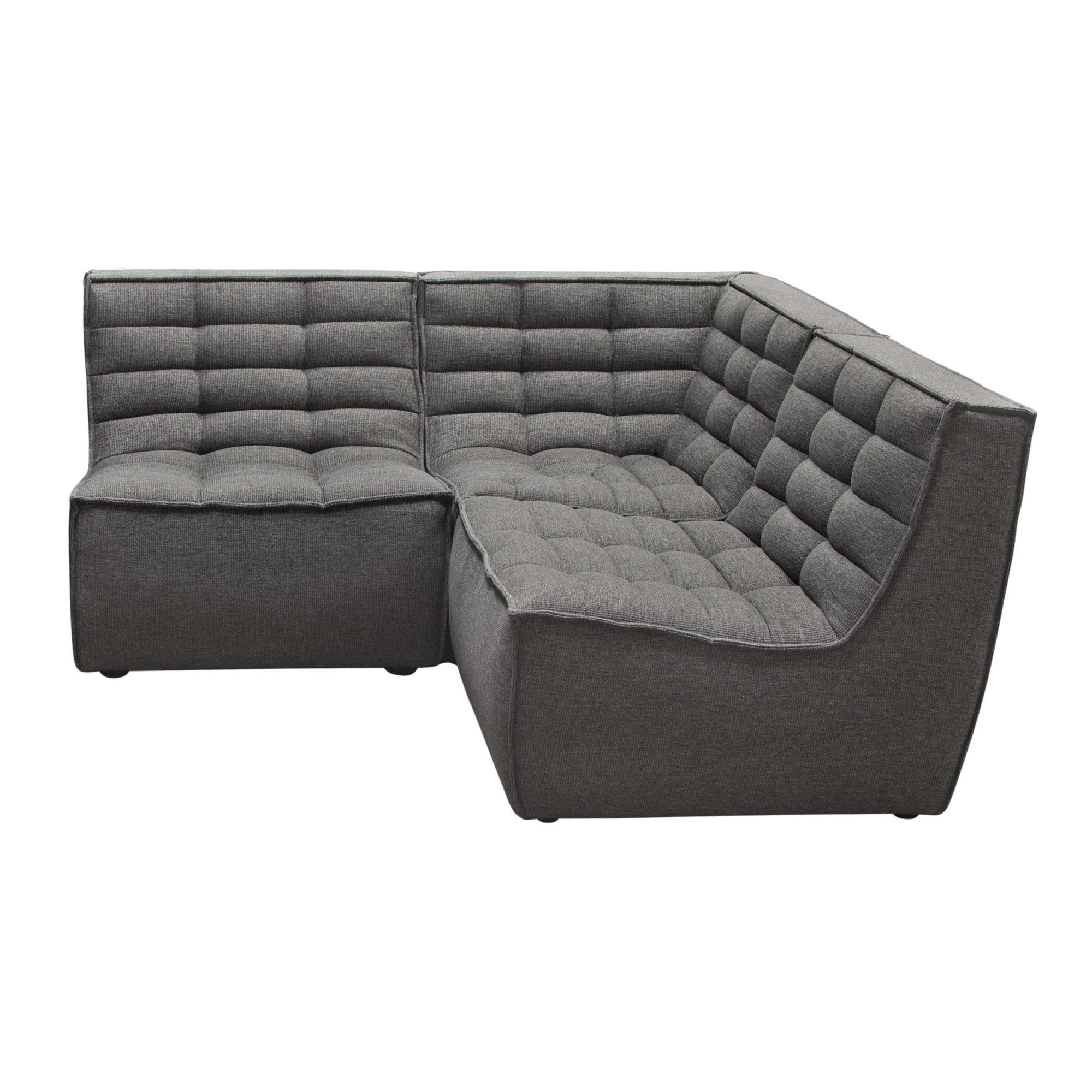 Marshall 3PC Corner Modular Sectional w/ Scooped Seat in Grey Fabric by Diamond Sofa - Decorian Group