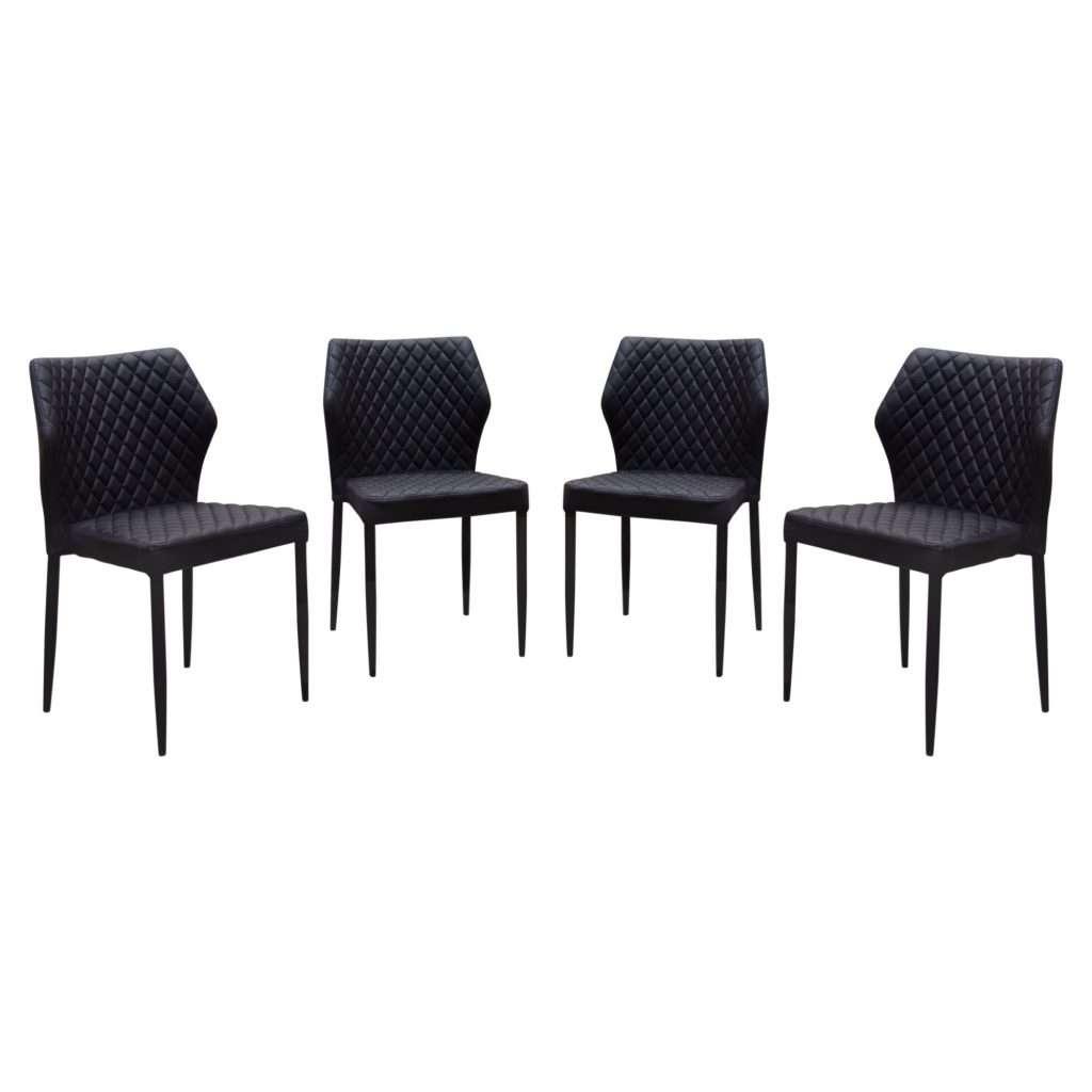 Milo 4-Pack Dining Chairs in Black Diamond Tufted Leatherette