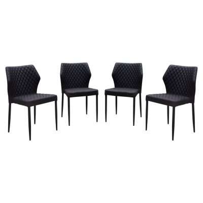 Milo 4-Pack Dining Chairs in Black Diamond Tufted Leatherette by Diamond Sofa - Decorian Group