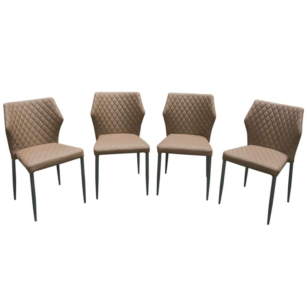 Milo 4-Pack Dining Chairs in Coffee Diamond Tufted Leatherette
