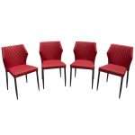 Milo 4-Pack Dining Chairs in Red Diamond Tufted Leatherette by Diamond Sofa - Decorian Group