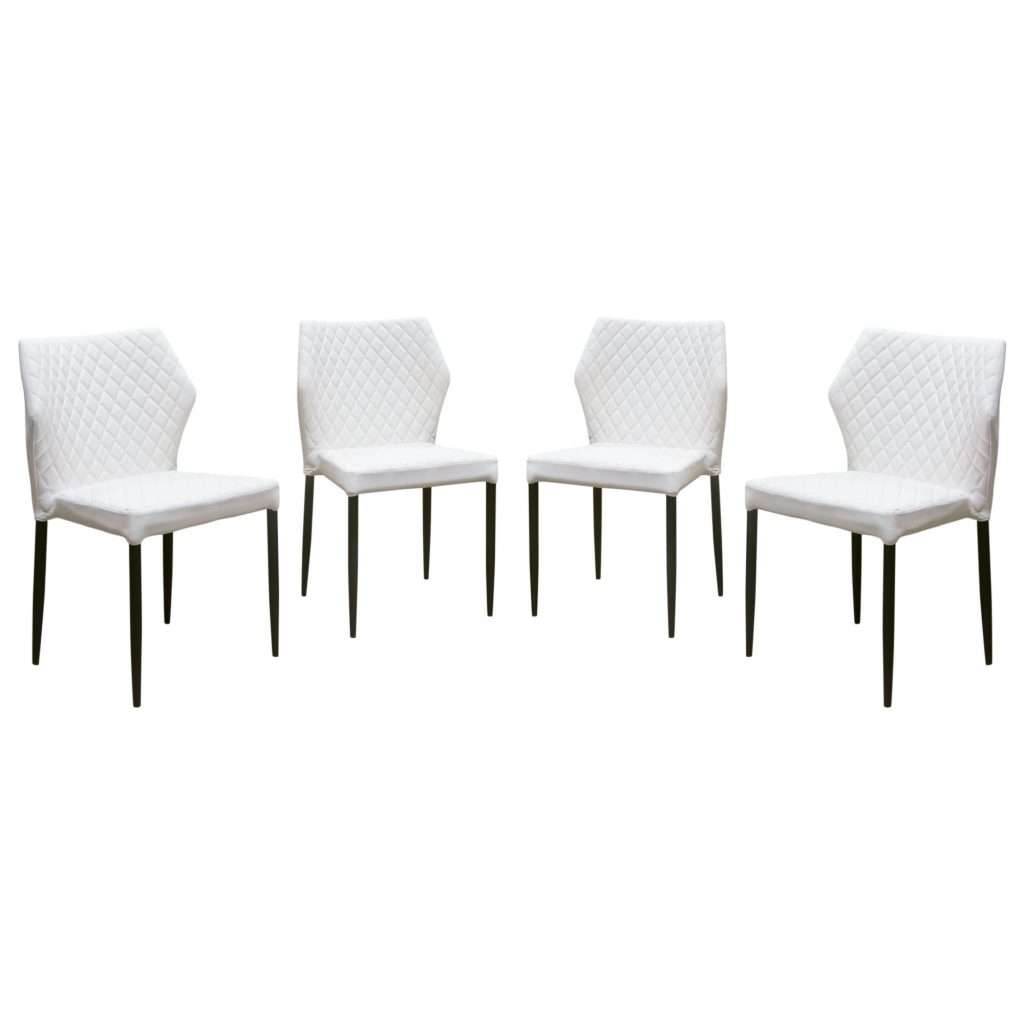 Milo 4-Pack Dining Chairs in White Diamond Tufted Leatherette by Diamond Sofa - Decorian Group