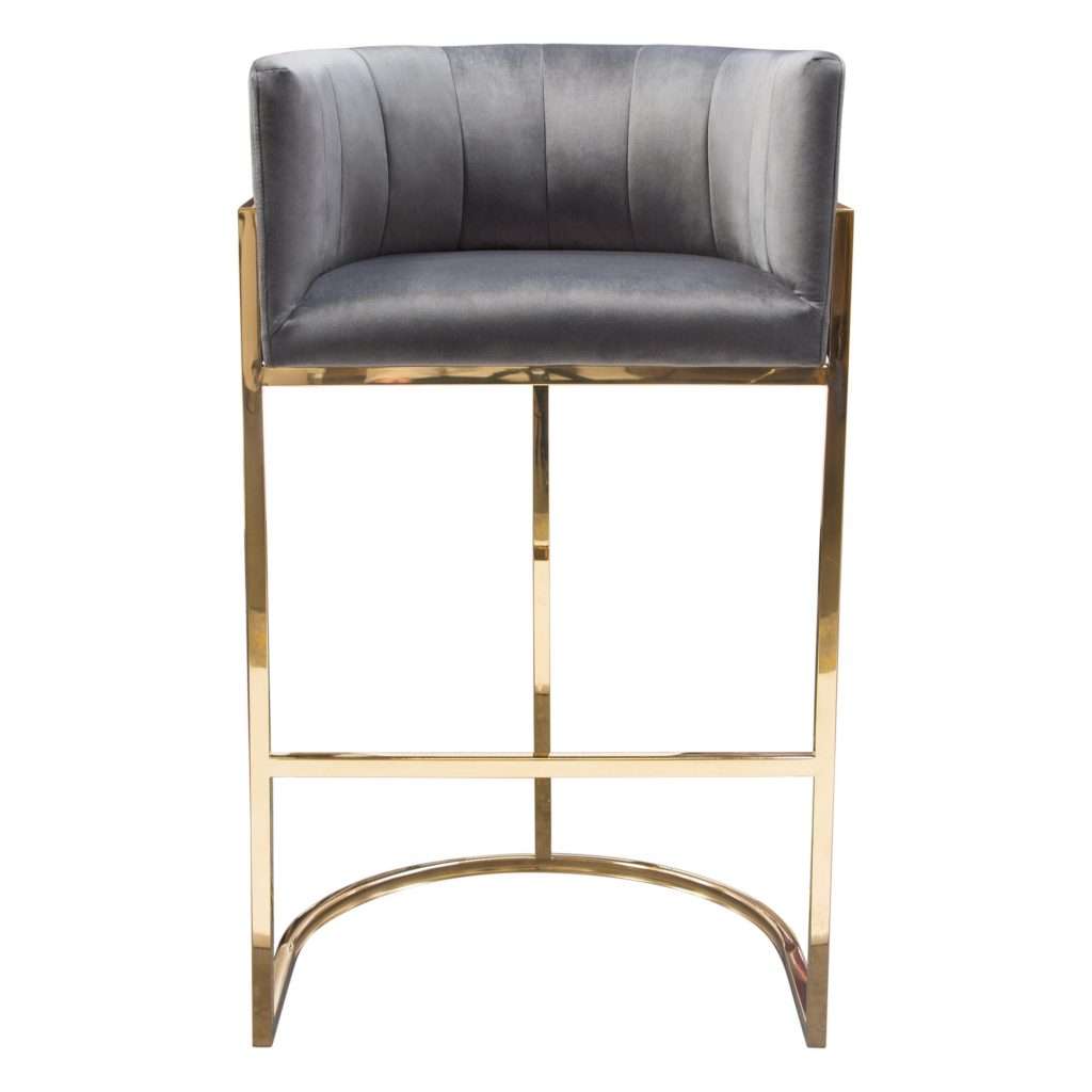 Pandora Bar Height Chair in Grey Velvet
