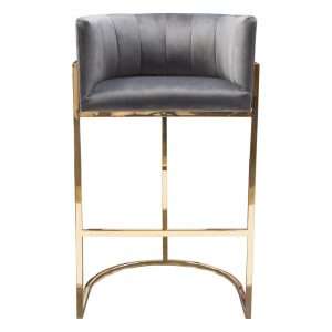 Pandora Bar Height Chair in Grey Velvet by Diamond Sofa - Decorian Group