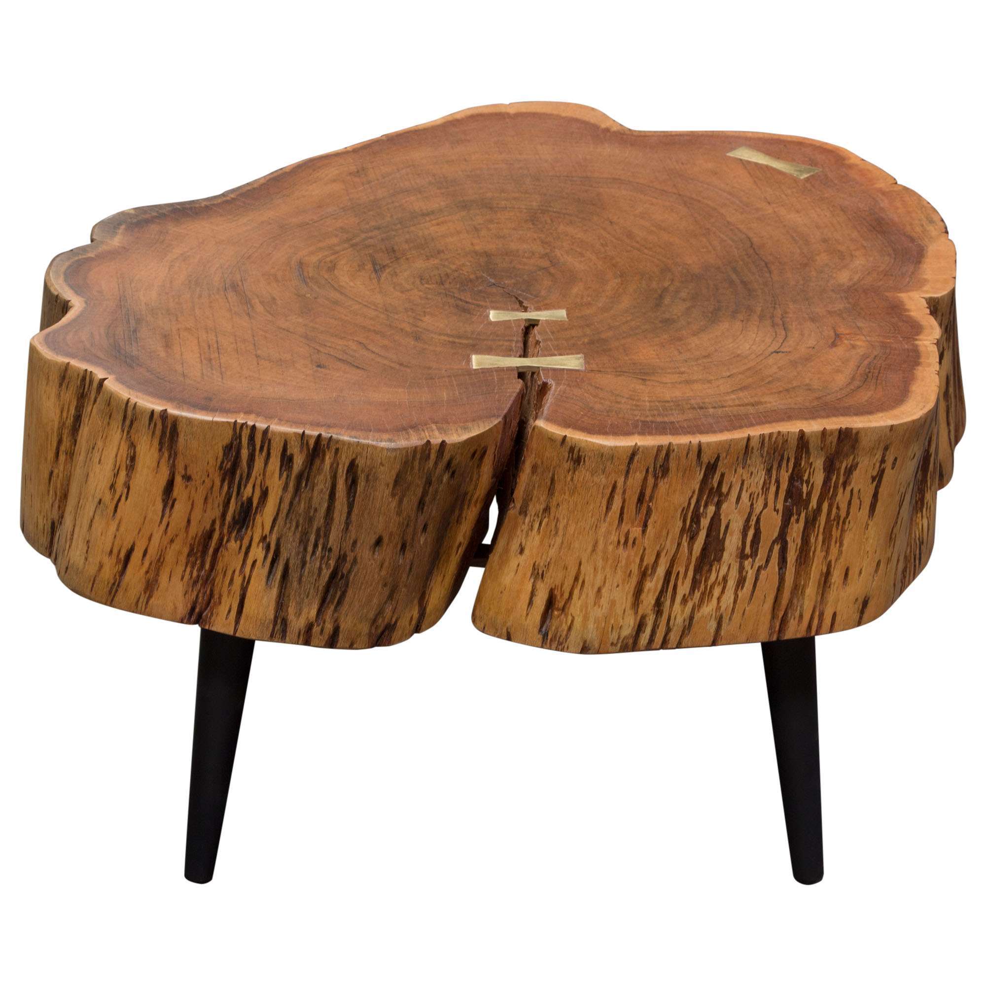 Panorama Natural Acacia One of a Kind Cocktail Table w/ Live Edge & Black Iron Legs by Diamond Sofa - Decorian Group