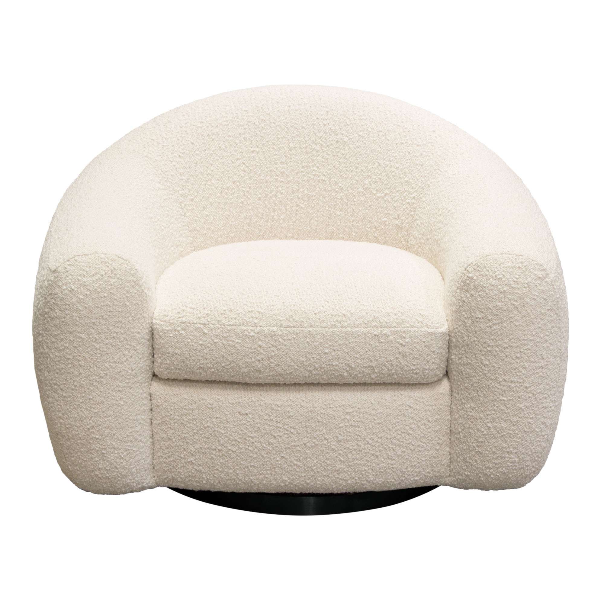 Pascal Swivel Chair in Bone Boucle Textured Fabric w/ Contoured Arms & Back by Diamond Sofa - Decorian Group