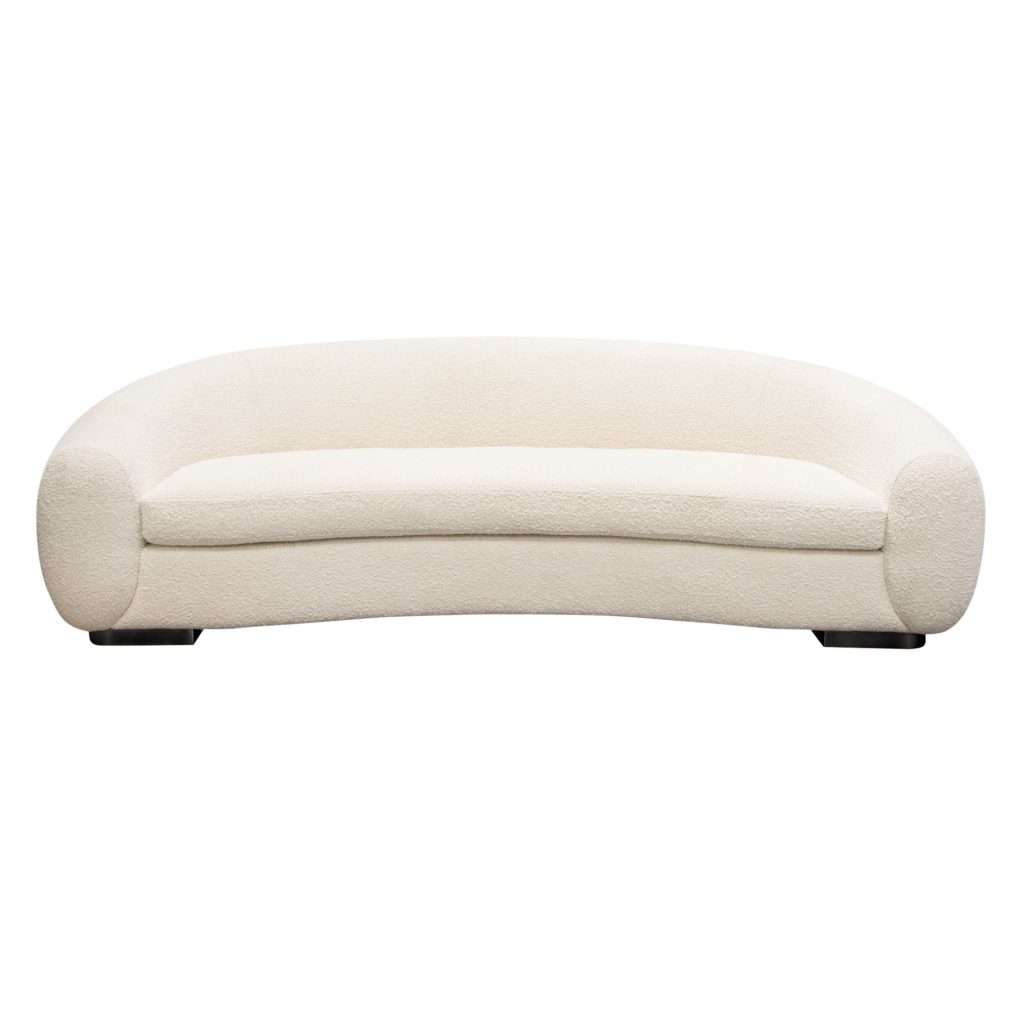 Pascal Sofa in Bone Boucle Textured Fabric w/ Contoured Arms & Back