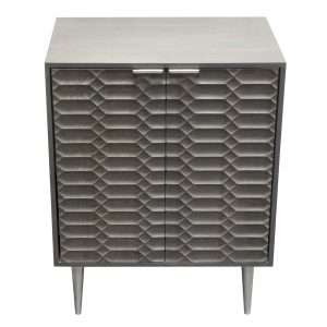 Petra Solid Mango Wood 2-Door High Cabinet in Smoke Grey Finish w/ Nickel Legs by Diamond Sofa - Decorian Group