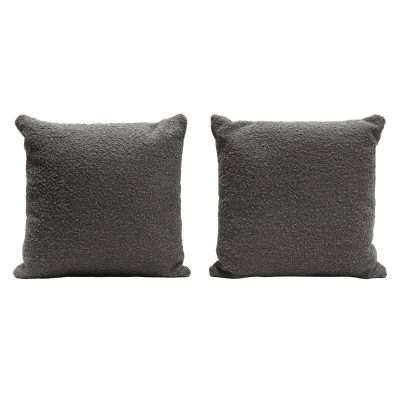 Set of (2) 16" Square Accent Pillows in Charcoal Boucle Textured Fabric by Diamond Sofa - Decorian Group