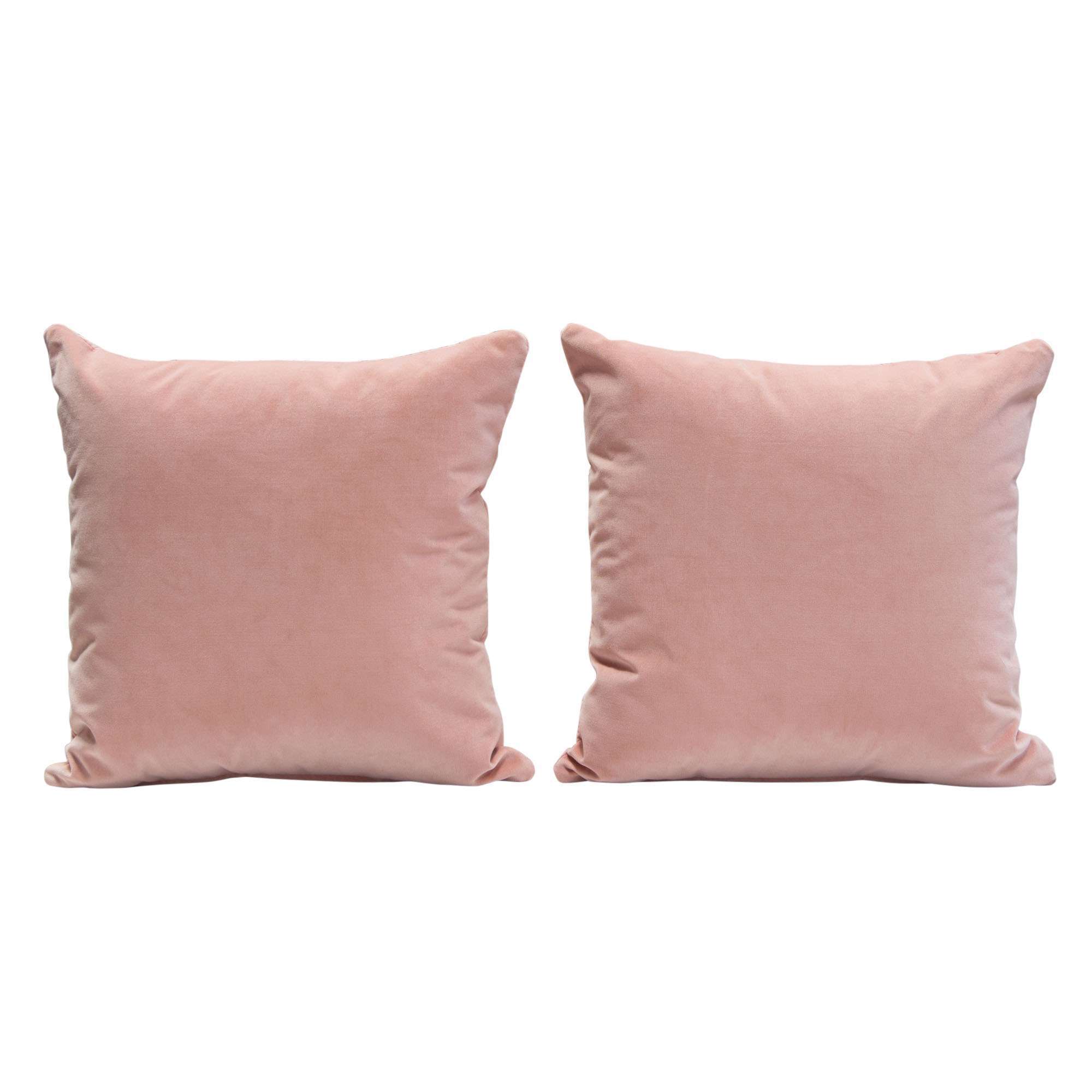 Set of (2) 16" Square Accent Pillows in Blush Pink Velvet by Diamond Sofa - Decorian Group